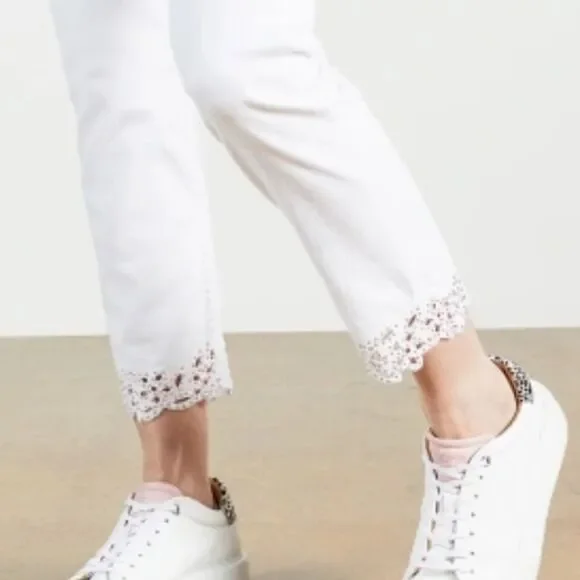 TED
BAKER Gold Bead Embroidered Hem Lillya Dainty Studded Jean retail $175 NWT - Picture 3 of 15